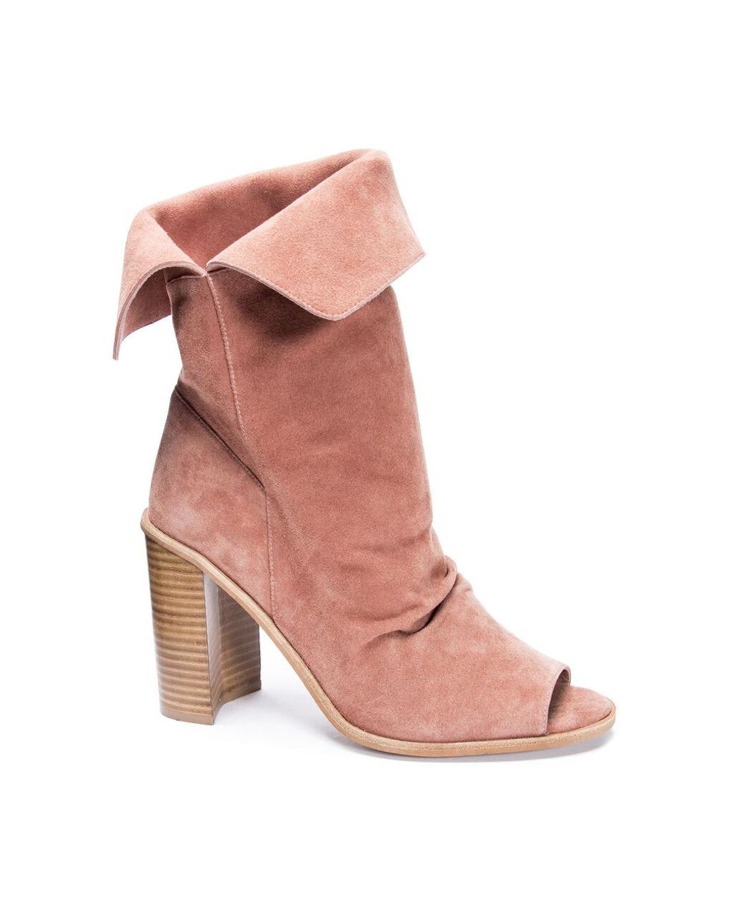suede peep toe bootie