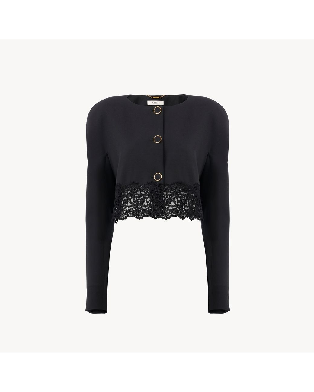 Chloé Black Collarless Cropped Jacket