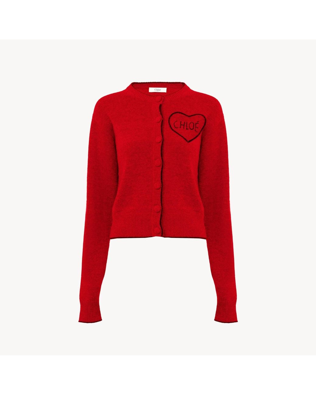 Chloé Red Fitted Logo Cardigan