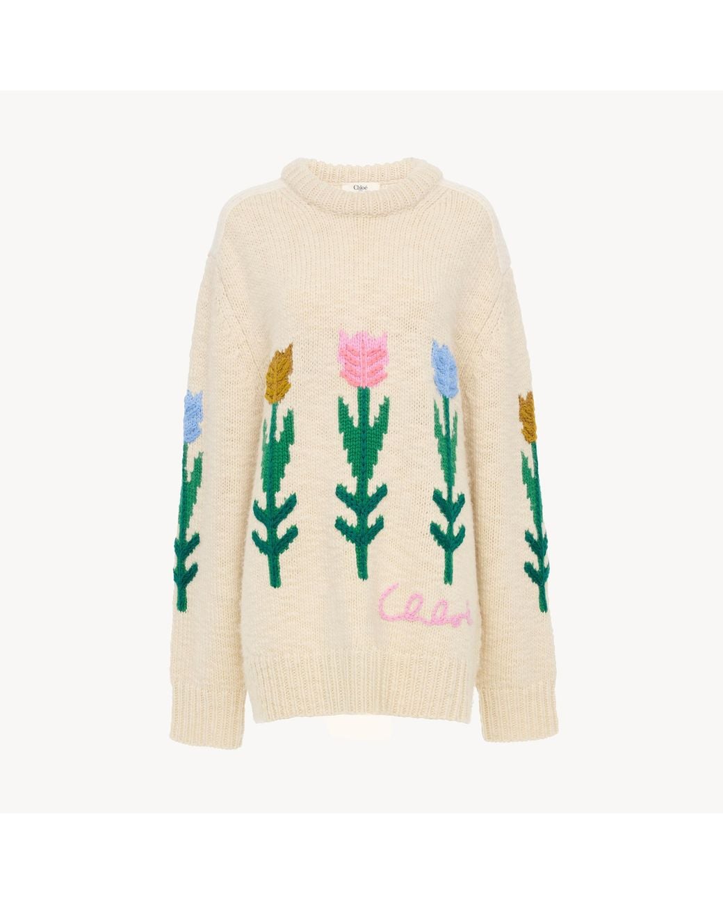 Chloé White Oversized Logo Jumper