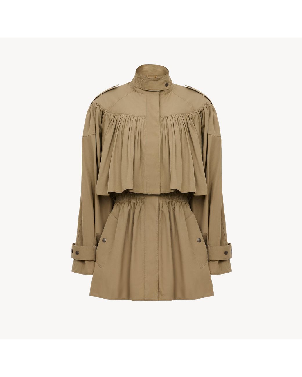 Chloé Natural High-Neck Short Trench Coat