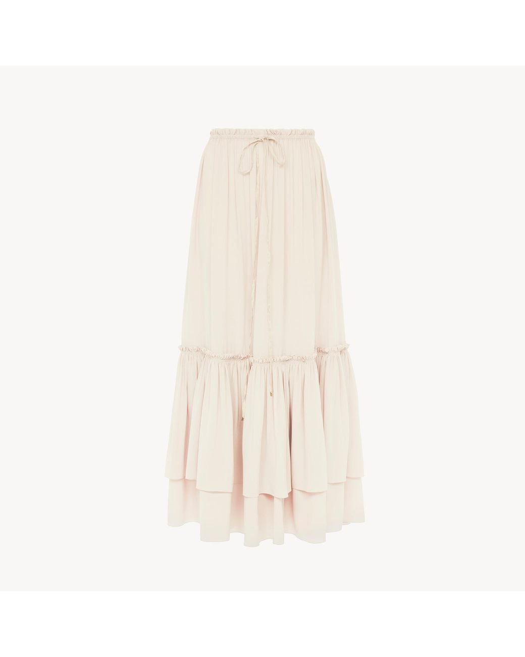 Chloé Natural Ruffled Long Skirt
