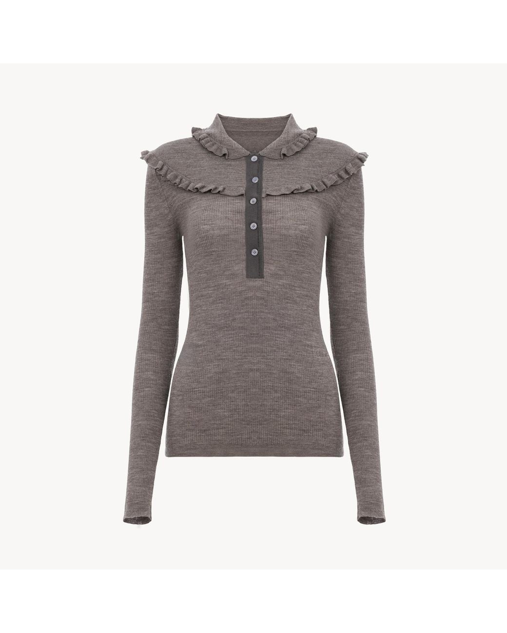 Chloé Gray Fitted Henley Shirt