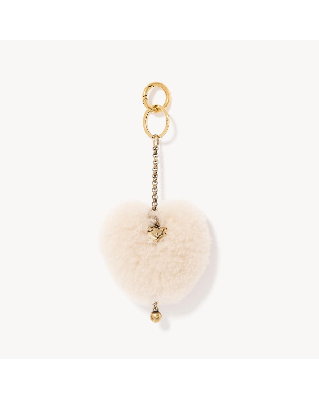 Chloé Natural Symbols Heart Shearling & Mini Heart Key Ring Bag Charm