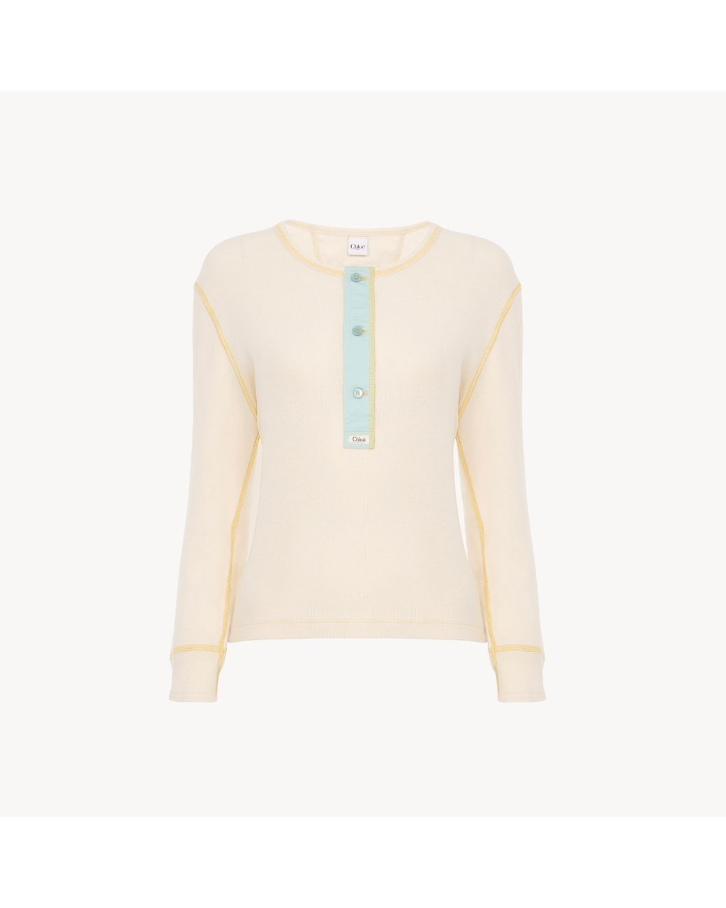 Chloé White Fitted Henley Shirt