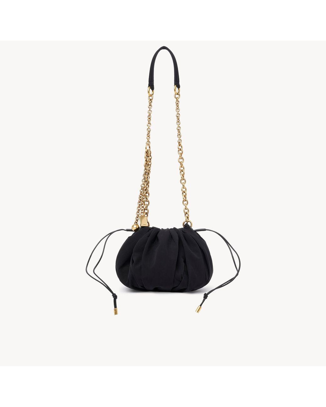 Chloé Black Plissé Shoulder Bag With Chain