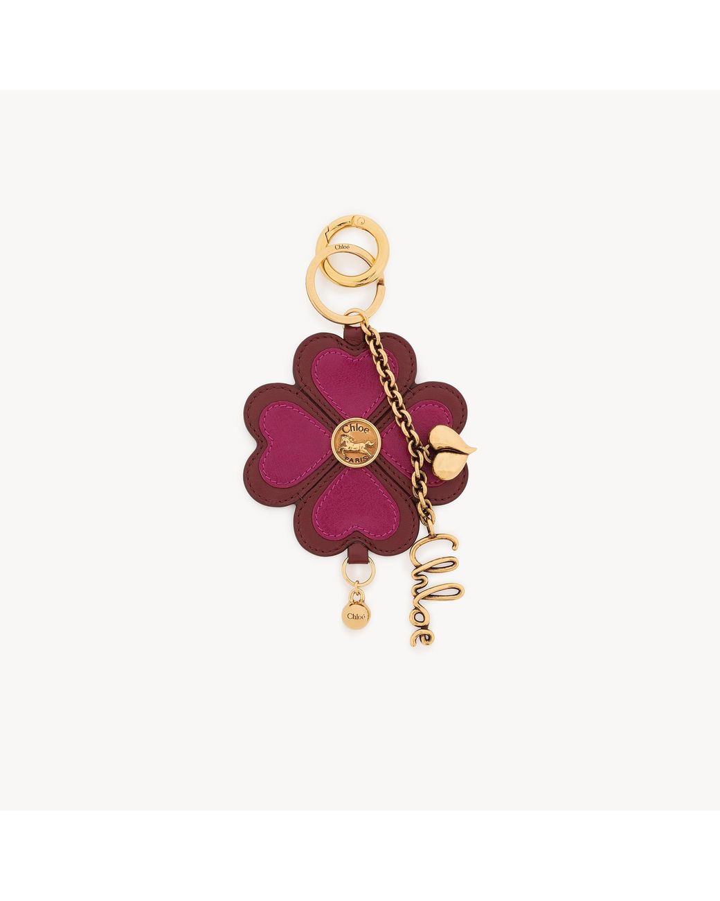 Chloé Red Symbols Clover Key Ring Bag Charm
