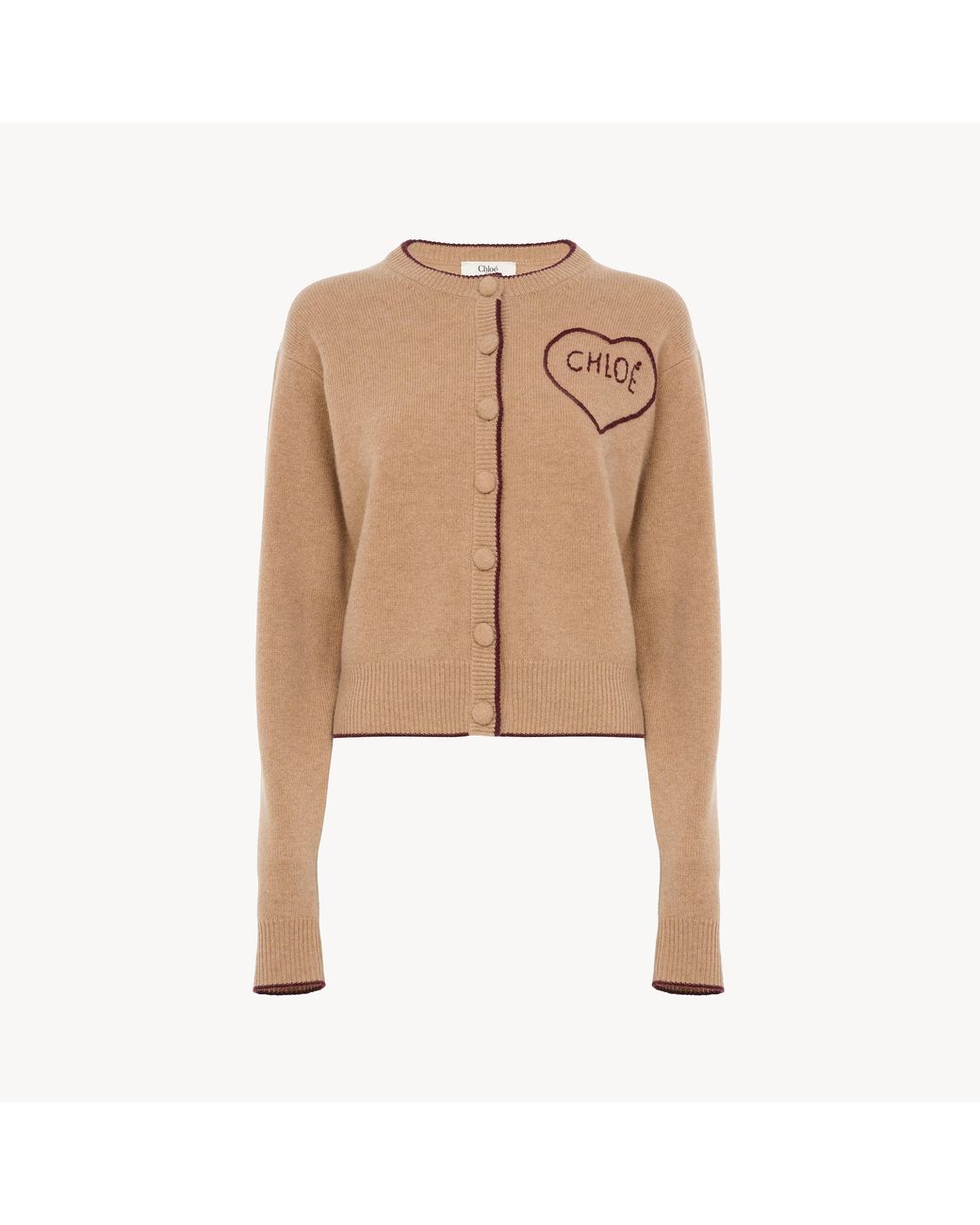 Chloé Natural Fitted Logo Cardigan