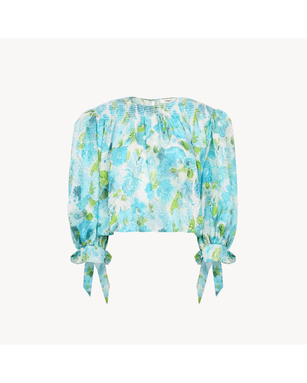 Chloé Blue Gathered Cropped Top