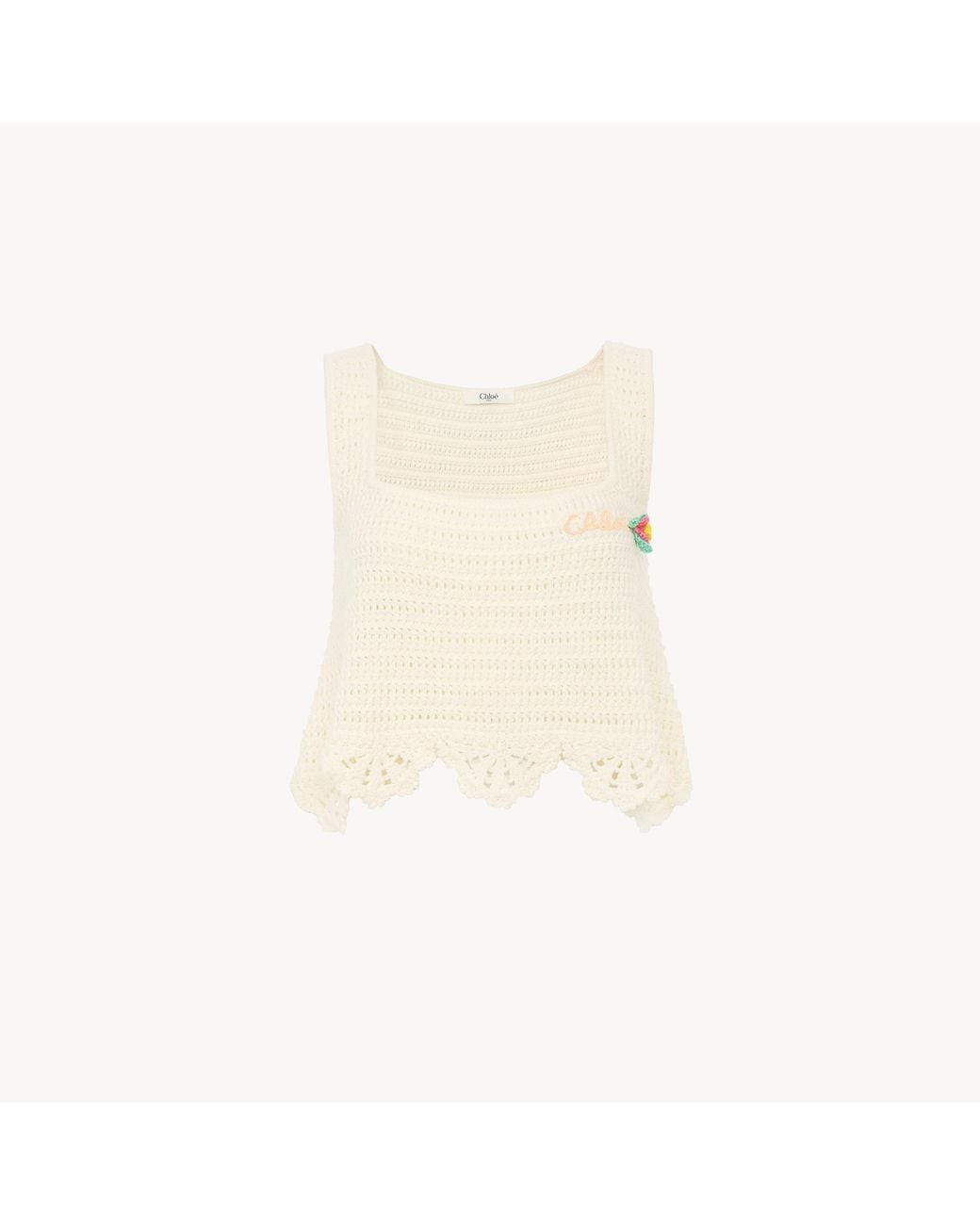 Chloé Natural Sleeveless Cropped Top