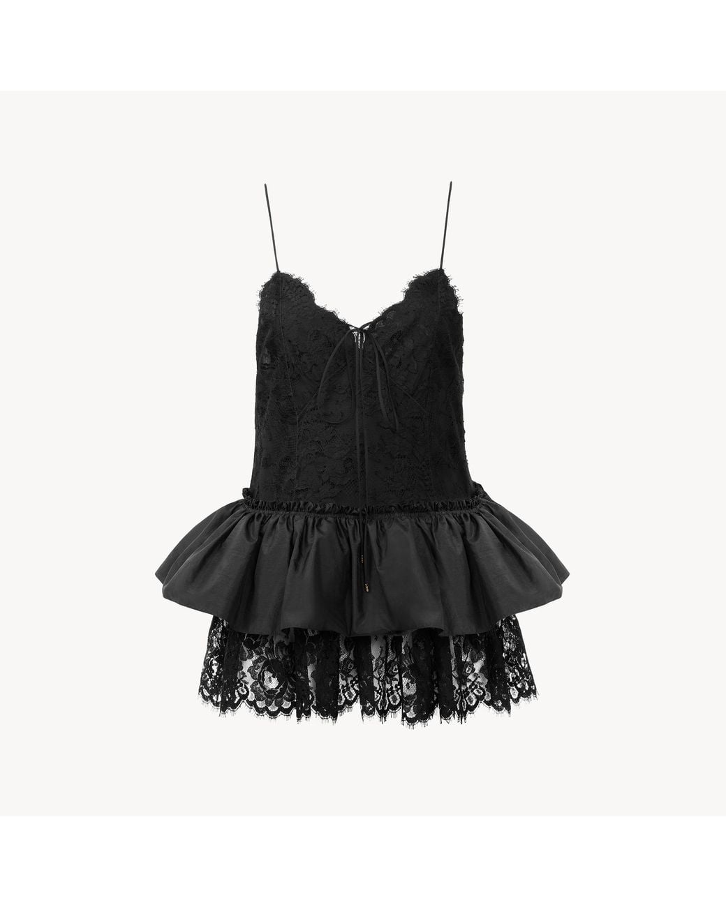 Chloé Black Thin-Strap Ruffle Top