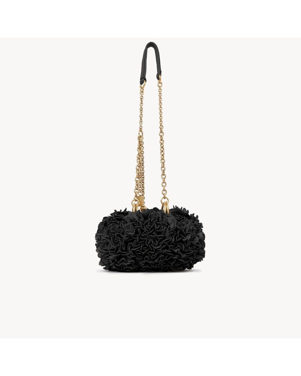 Chloé Black Plissé Shoulder Bag With Chain