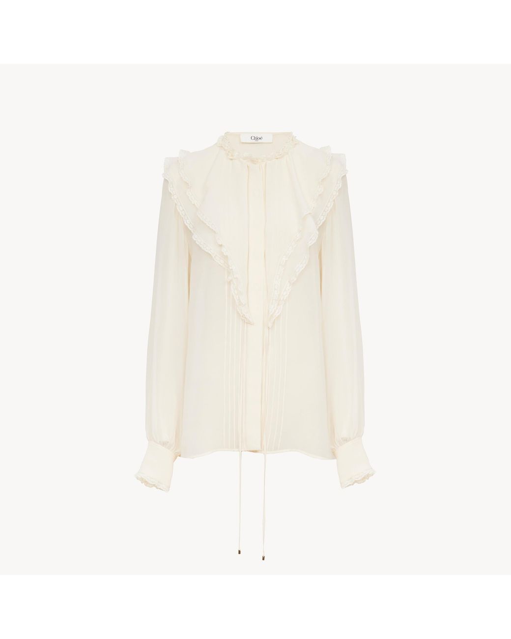 Chloé White Ruffled Blouse