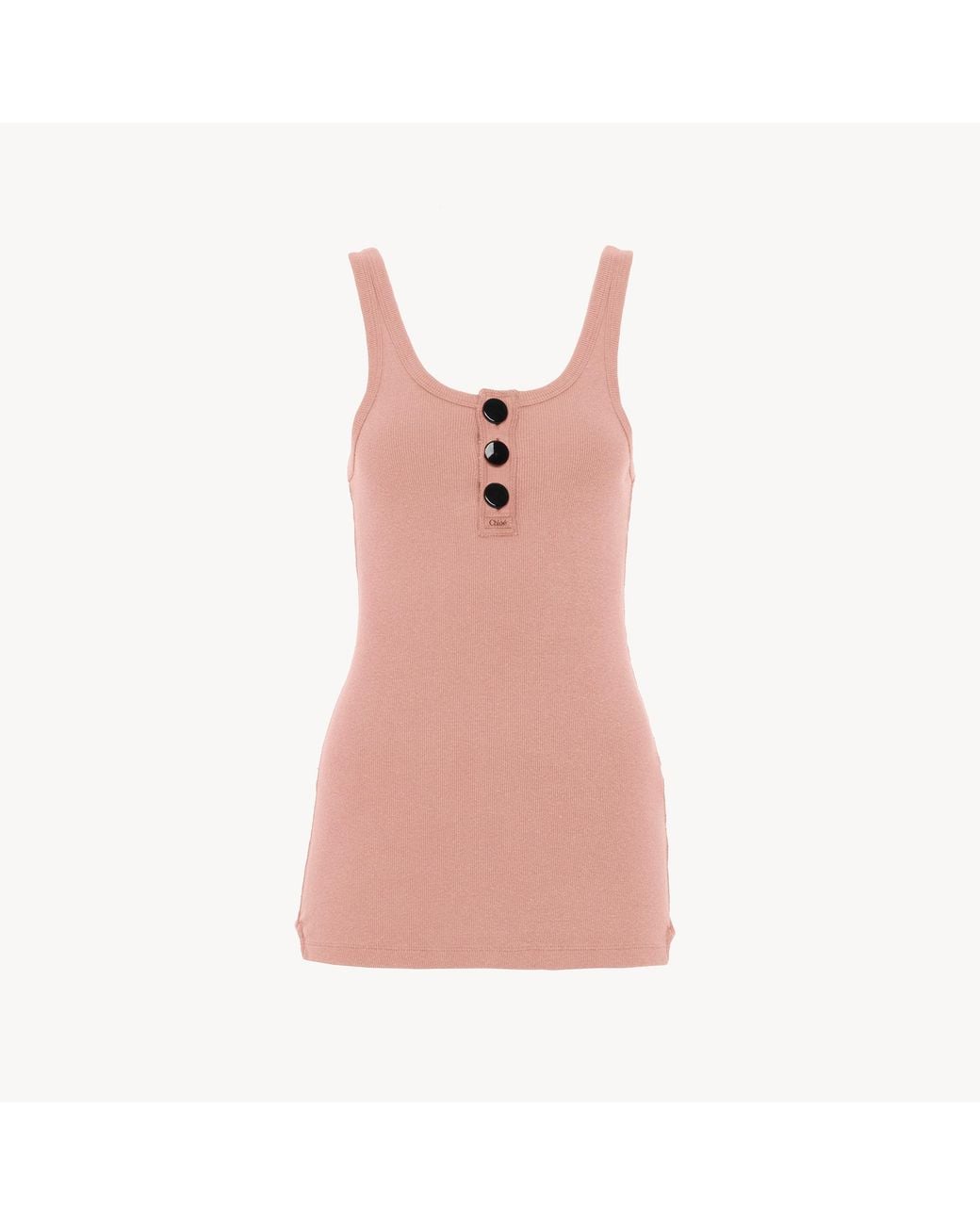 Chloé Pink Fitted Henley Tank Top