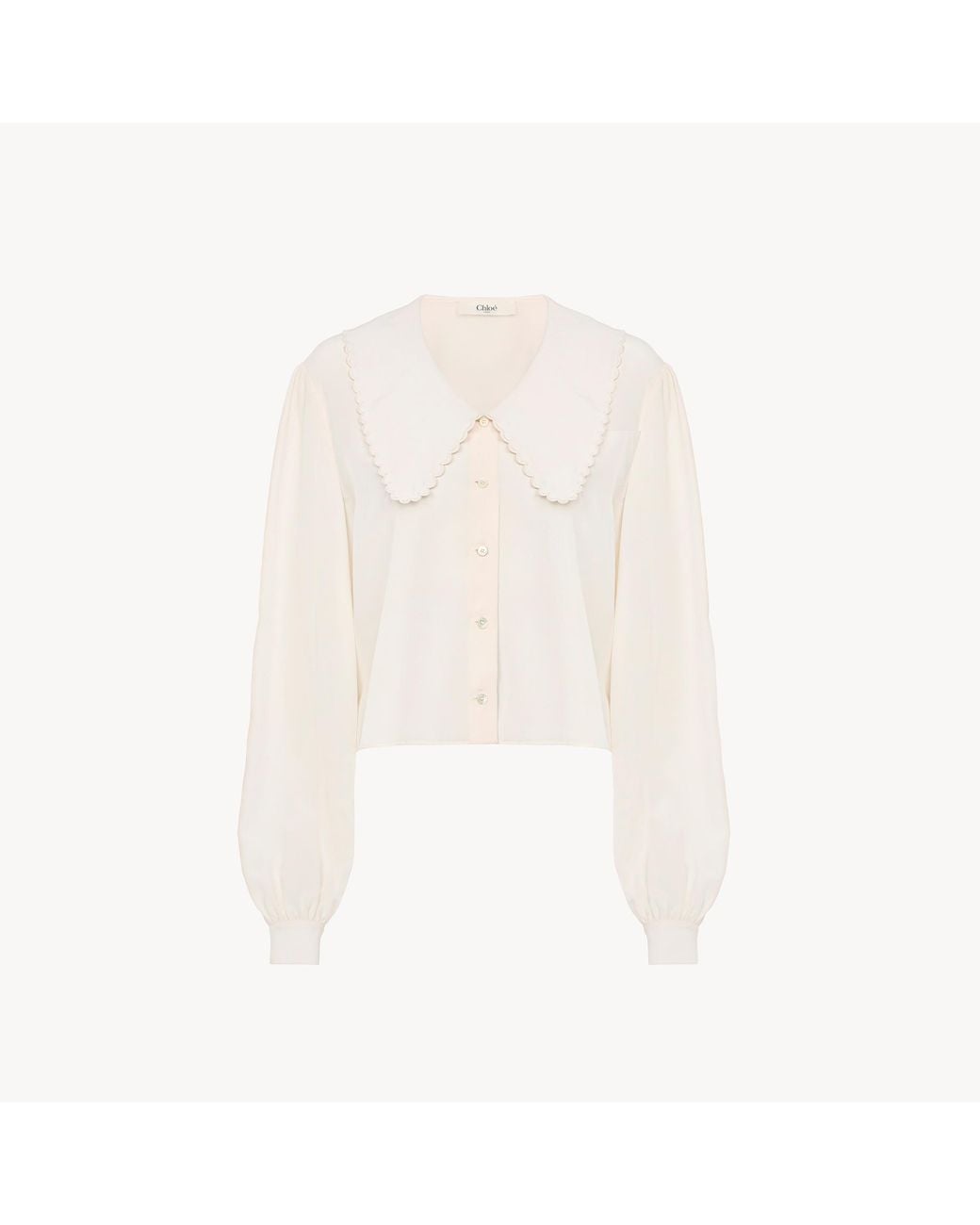 Chloé White Puff-Sleeve Blouse