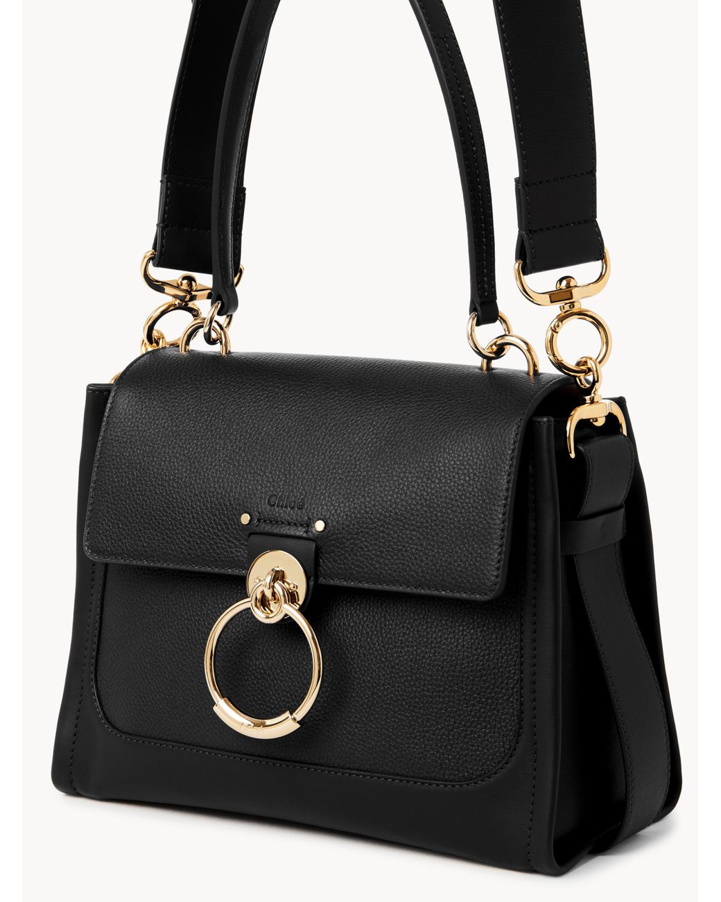 chloé small tess leather saddle bolsa