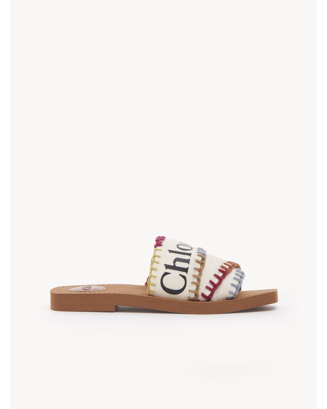 ★Chloe★ Woody Mule White CHC22U188Z3101 CHC22U188Z3101SS25 Woody Flat Mule | Must-have Women's White Slides | Chloé US