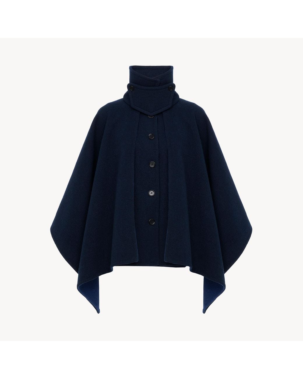 Chloé Blue High-Neck Short Cape Coat