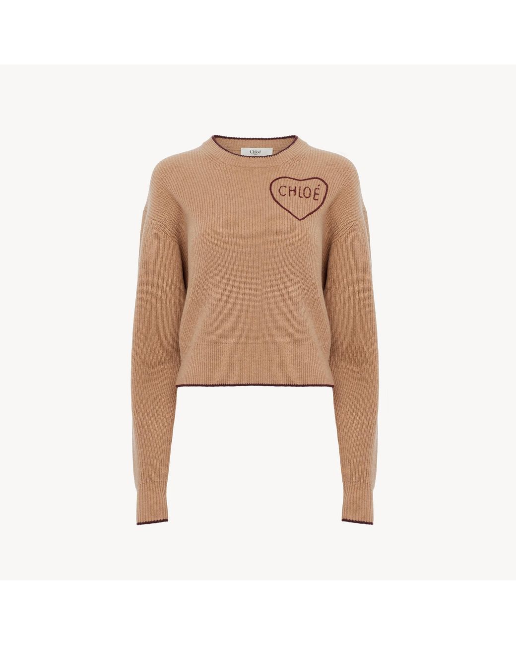 Pullover Corto E Aderente Con Logo di Chloé in Natural