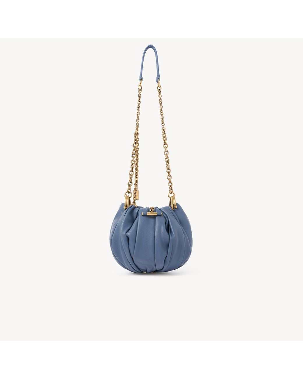 Chloé Blue Plissé Shoulder Bag With Chain