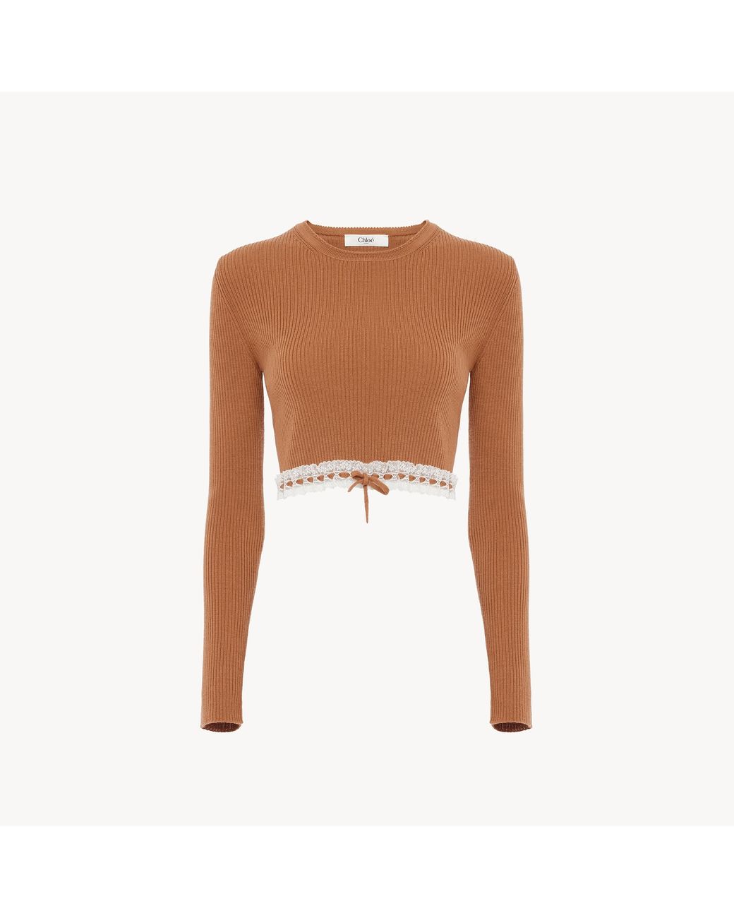 Chloé White Cropped Fitted Jumper