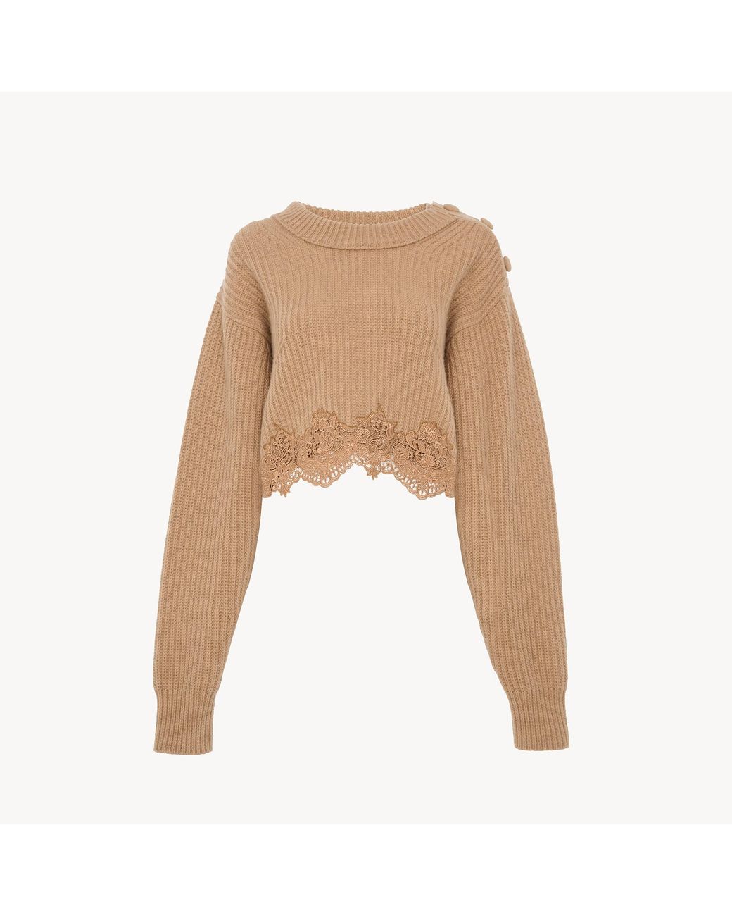 Chloé Natural Cropped Mock-Neck Jumper
