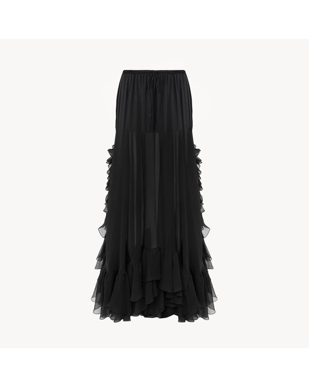 Chloé Black Ruffled Long Skirt