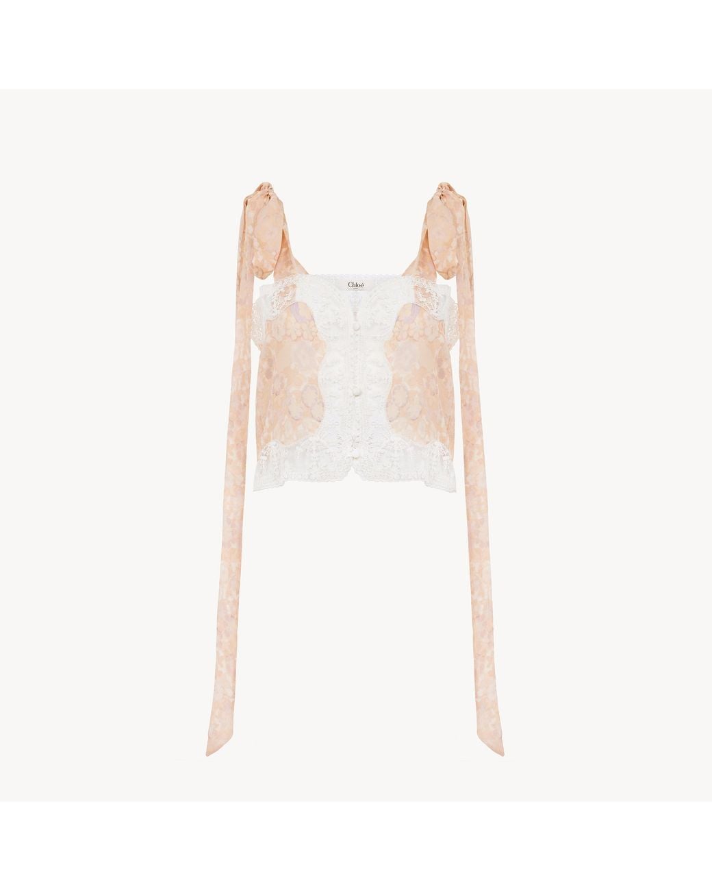Chloé White Tie-Strap Cropped Top