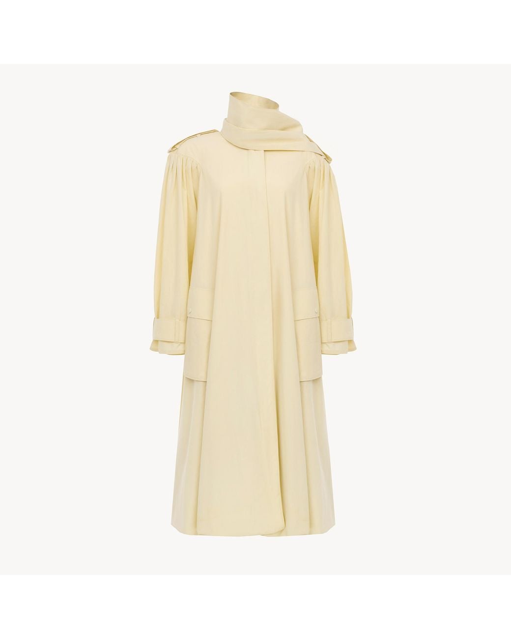 Chloé Natural High-Neck Scarf Trench Coat