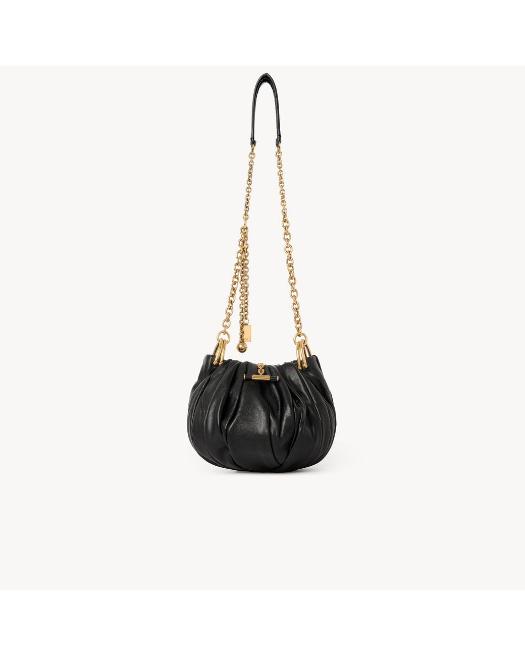 Chloé Black Plissé Shoulder Bag With Chain