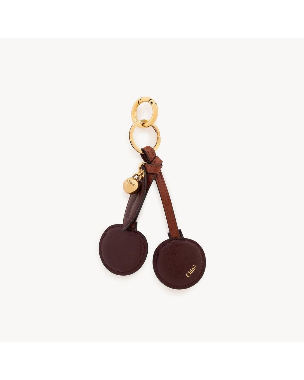 Chloé Brown Symbols Cherry Key Ring Bag Charm