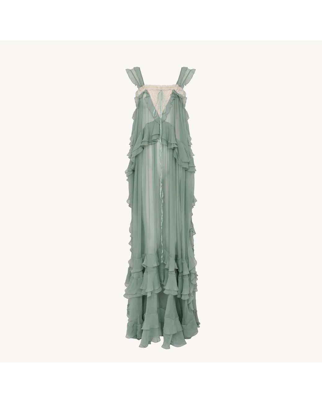 Chloé Green Sleeveless Layered Long Dress