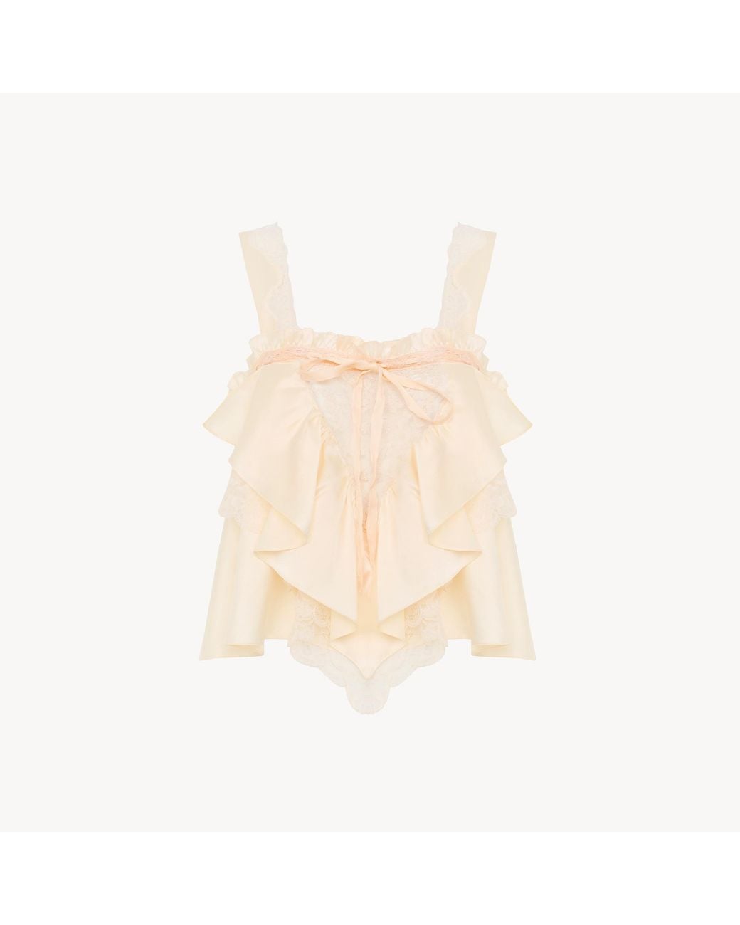 Chloé Natural Sleeveless Ruffle Top