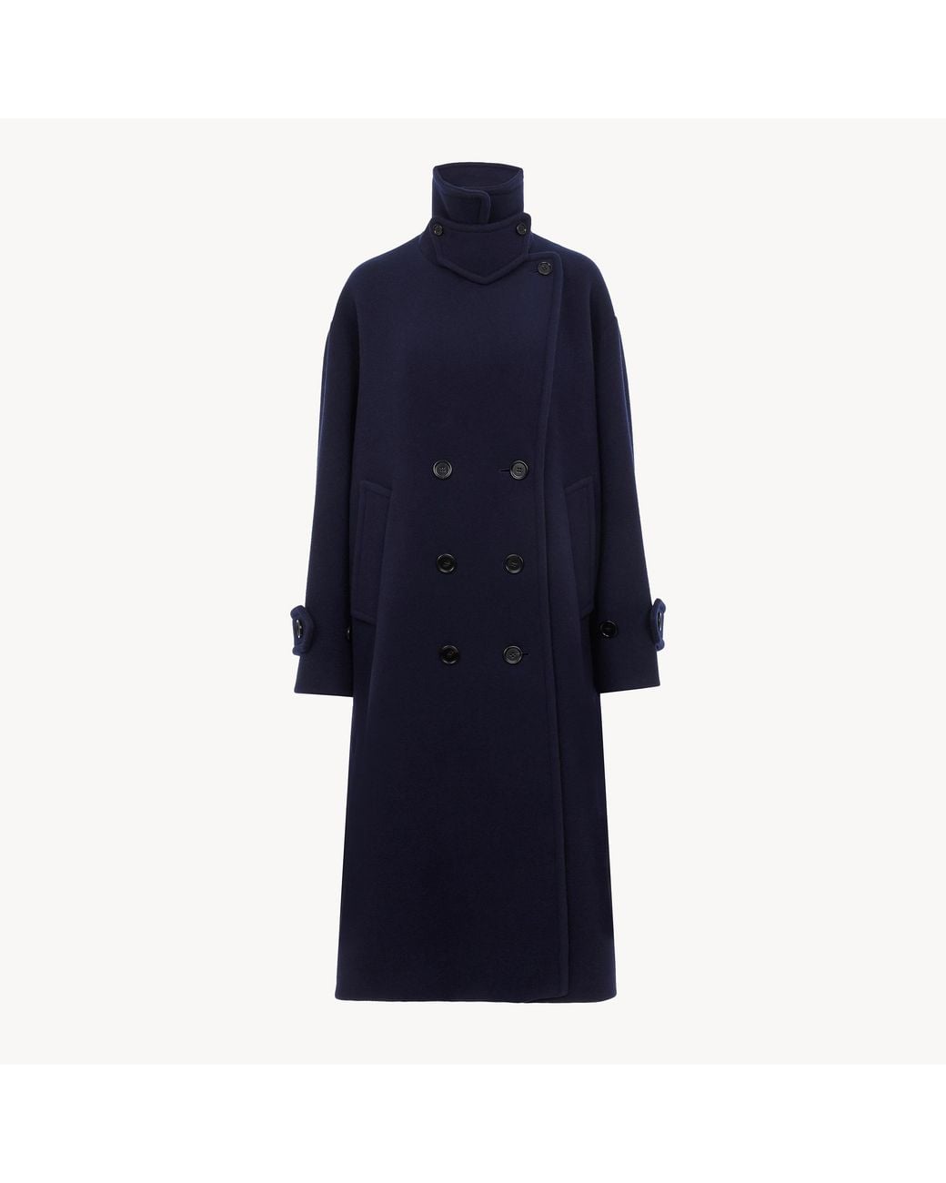 Chloé Blue Double-Breasted Oversized Long Coat