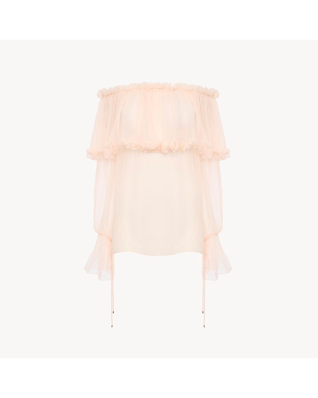 Chloé Pink Off-The-Shoulder Puff-Sleeve Top