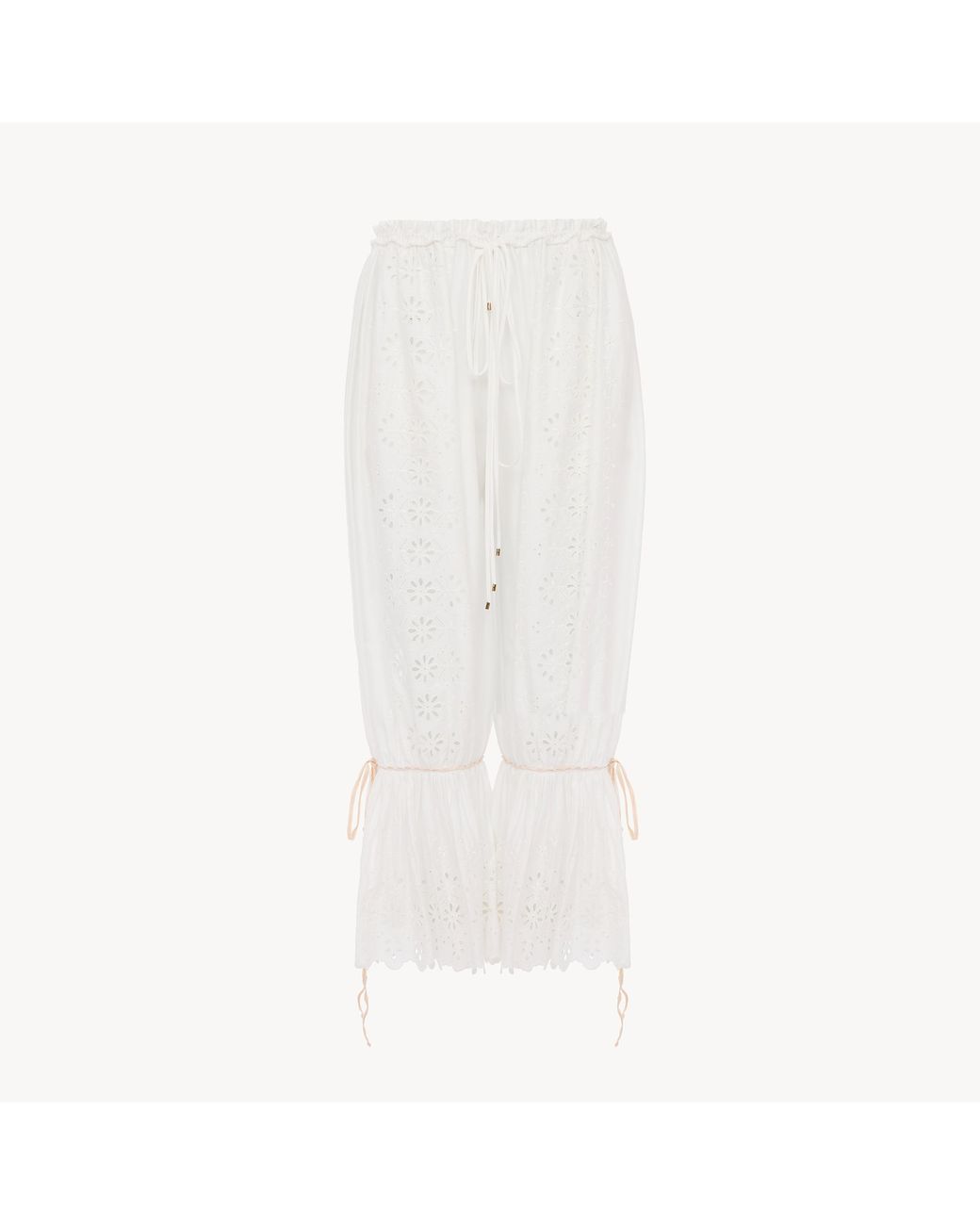 Chloé White Fluid Drawstring Trousers