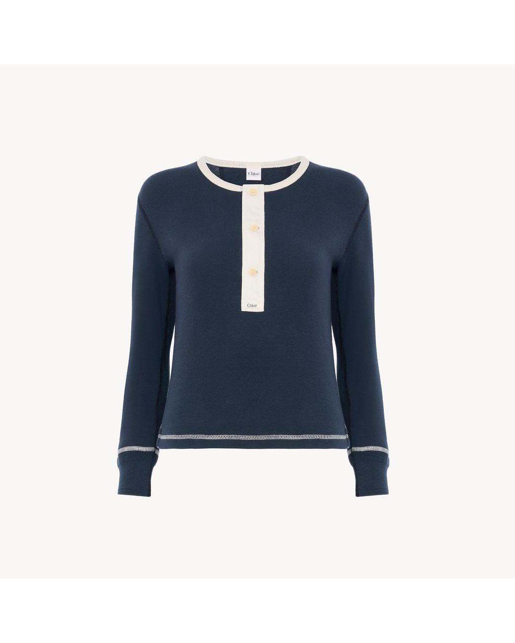 Chloé Blue Fitted Henley Shirt