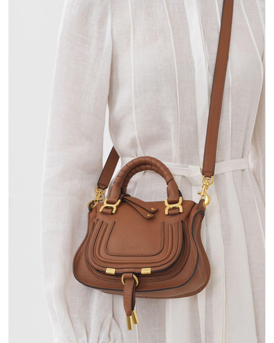 Chlo Marcie Mini Double Carry Bag in Brown Lyst