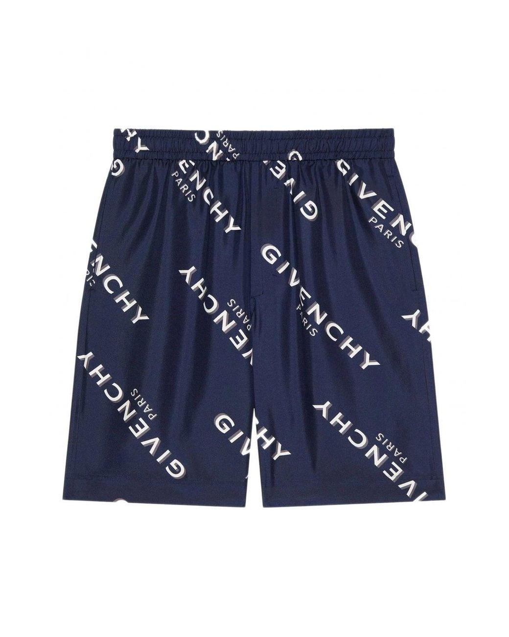Givenchy Blue Silk Script Logo Shorts for men