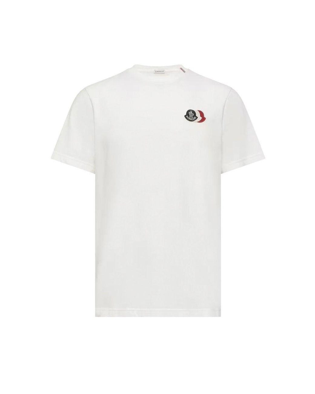 Moncler White Triple Logo Cotton T Shirt for men