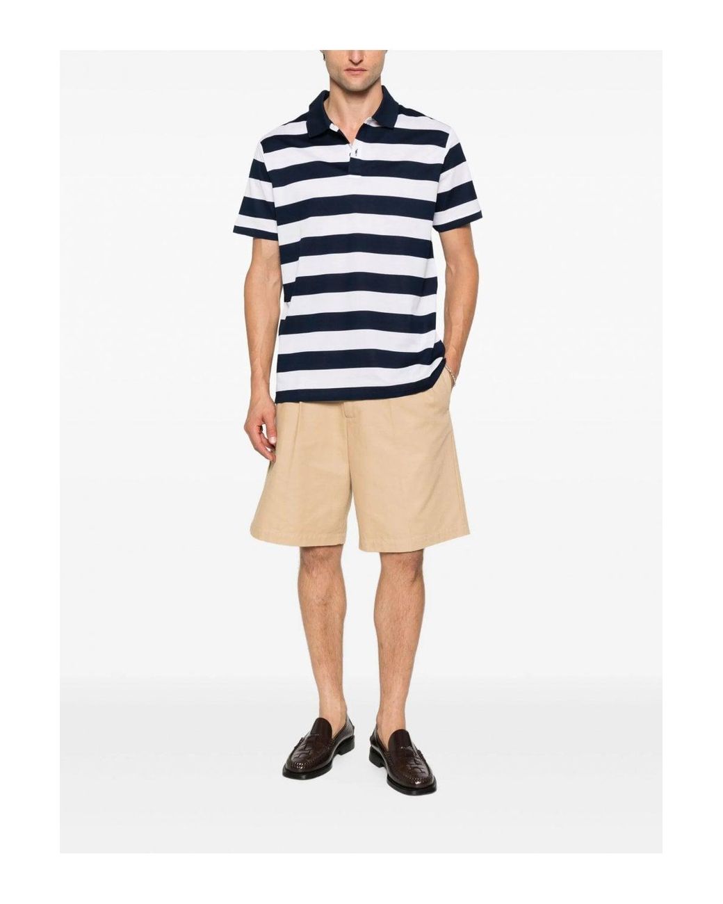Paul & Shark Blue Double Cotton Striped Polo Shirt for men