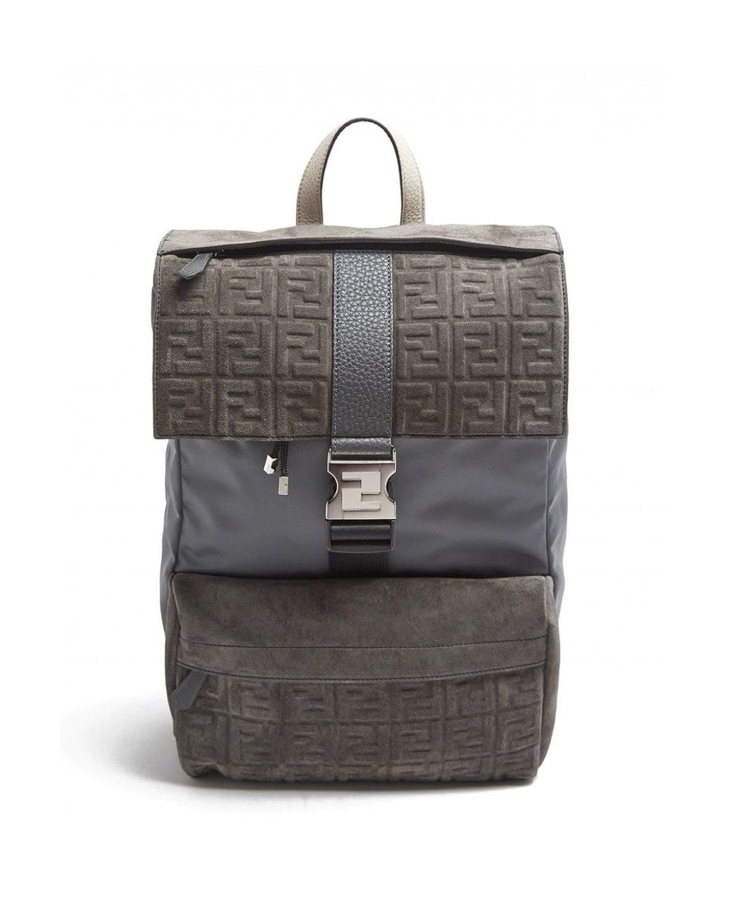 Fendi Gray Ff Backpack Colour: Brown for men