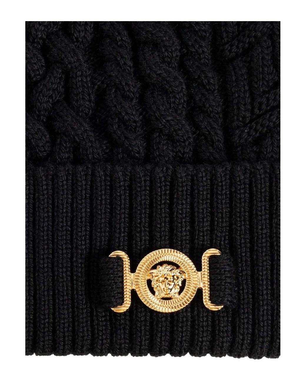 Versace Black BIGGIE Wool Beanie for men