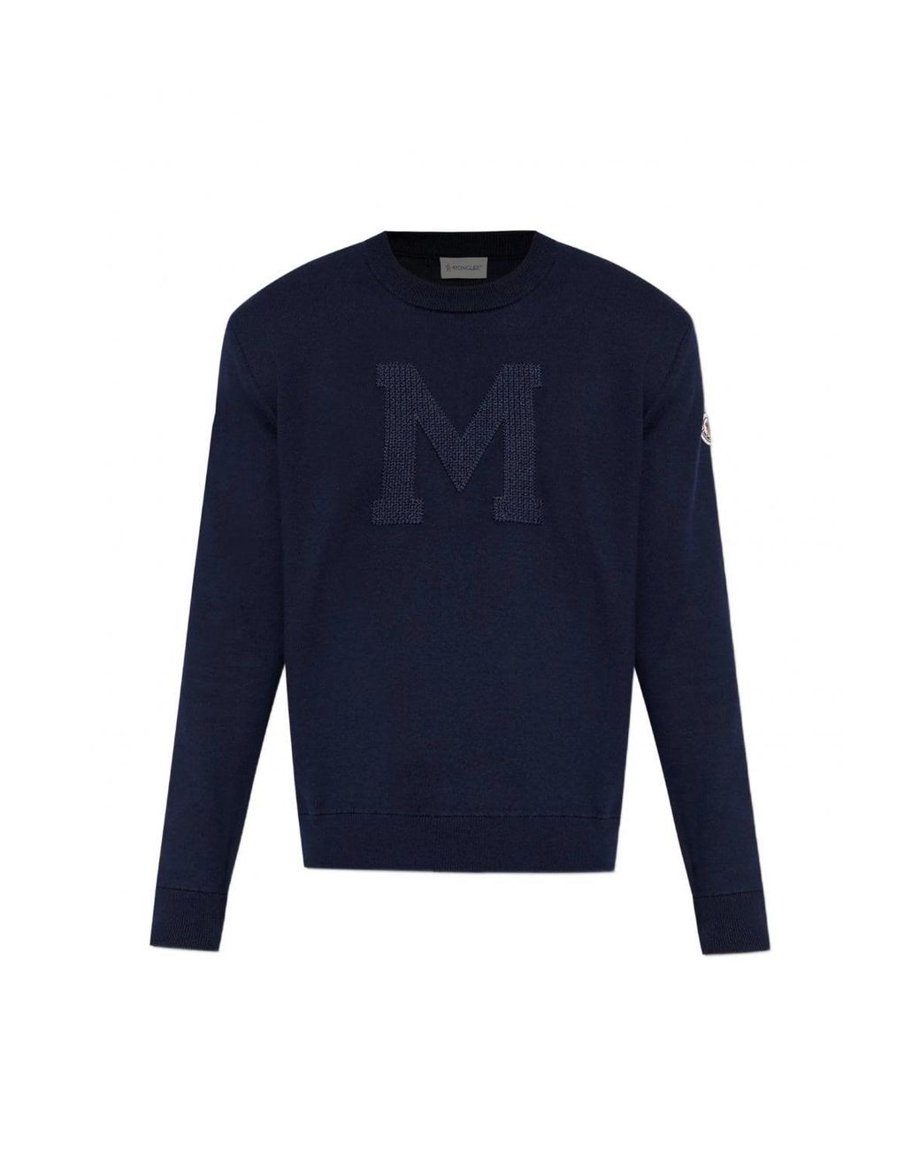 Moncler Blue M Logo Crewneck Sweater for men