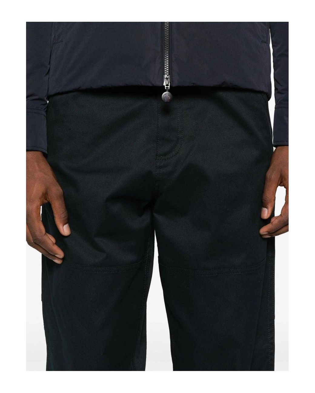 Moncler Black Cotton Worker Trousers for men