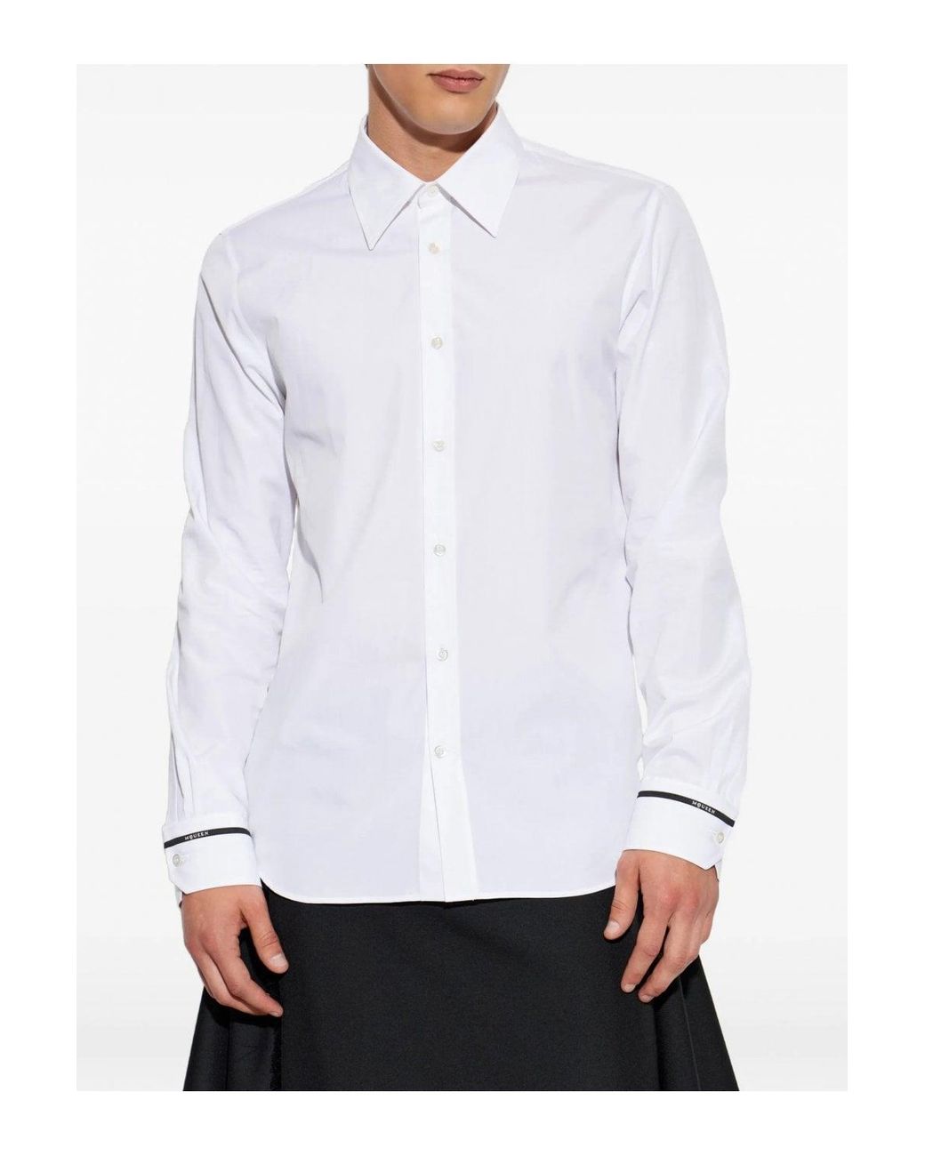 McQueen White Poplin Cotton Shirt for men