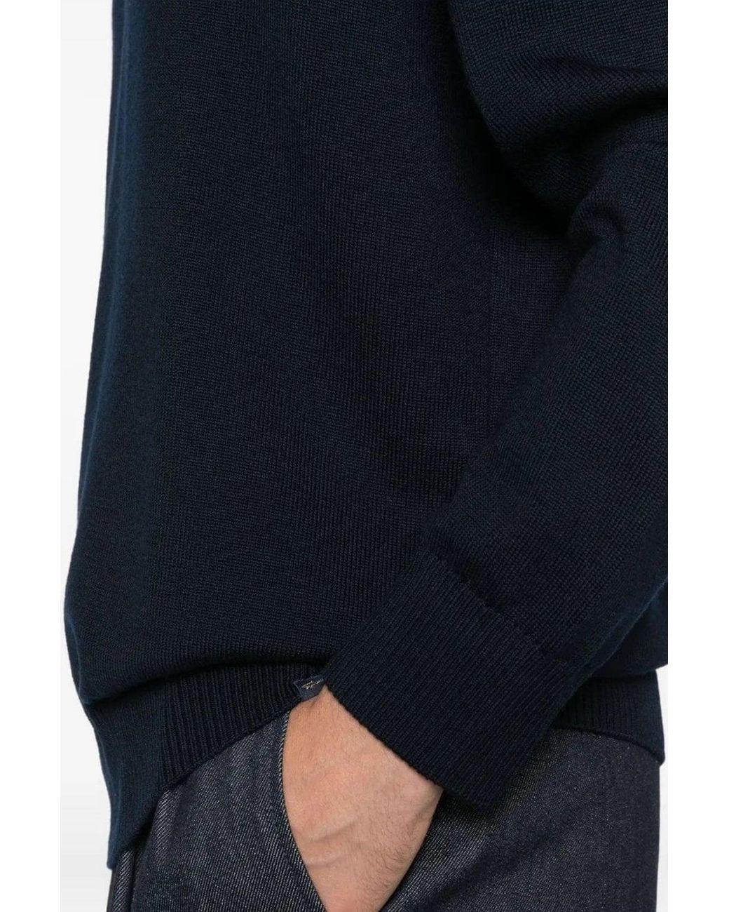 Paul & Shark Black Technical Wool Typhoon Sweater for men