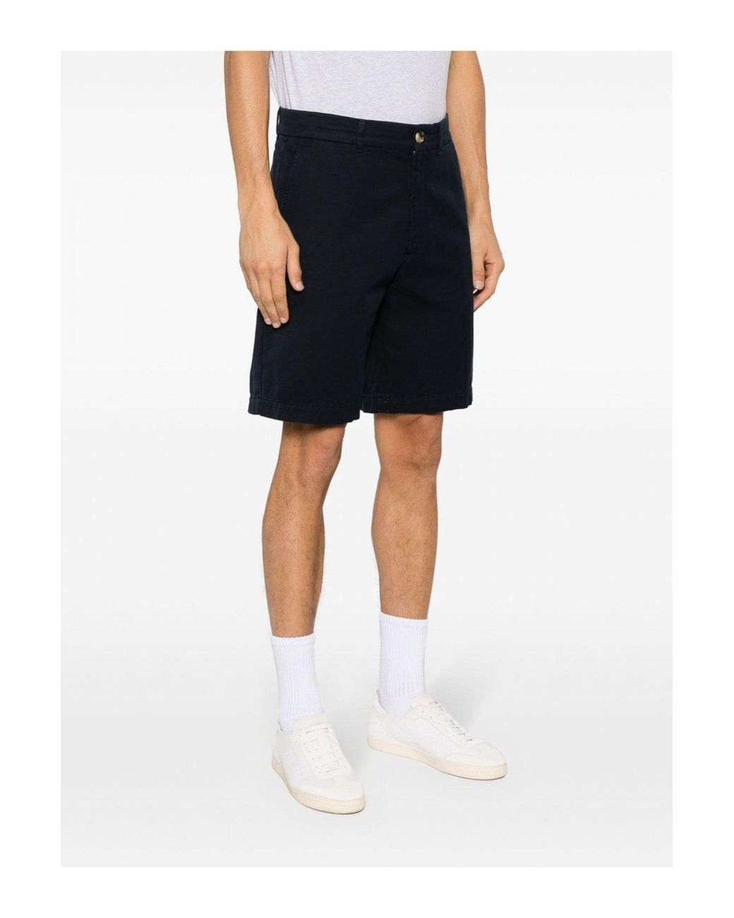 Brunello Cucinelli Blue Cotton Dyed Resort Shorts for men
