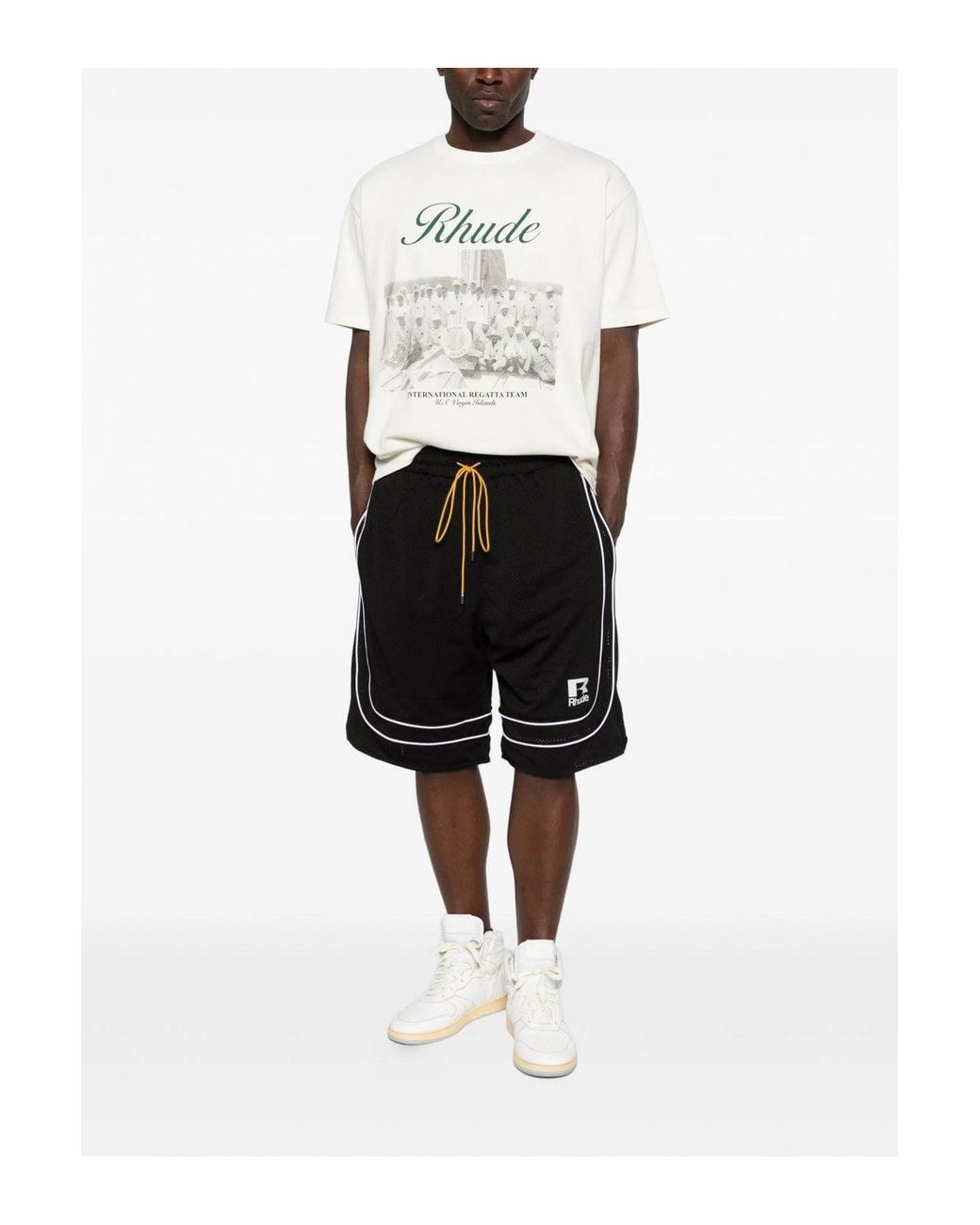 Rhude Black Mesh Basketball Shorts for men
