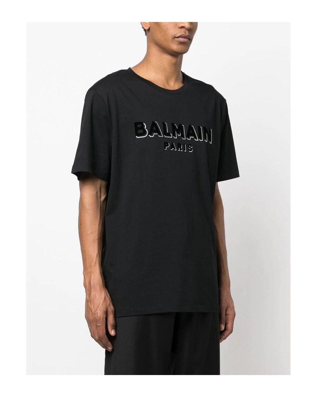 Balmain Bulky Fit Flock Foil T-shirt Black for men